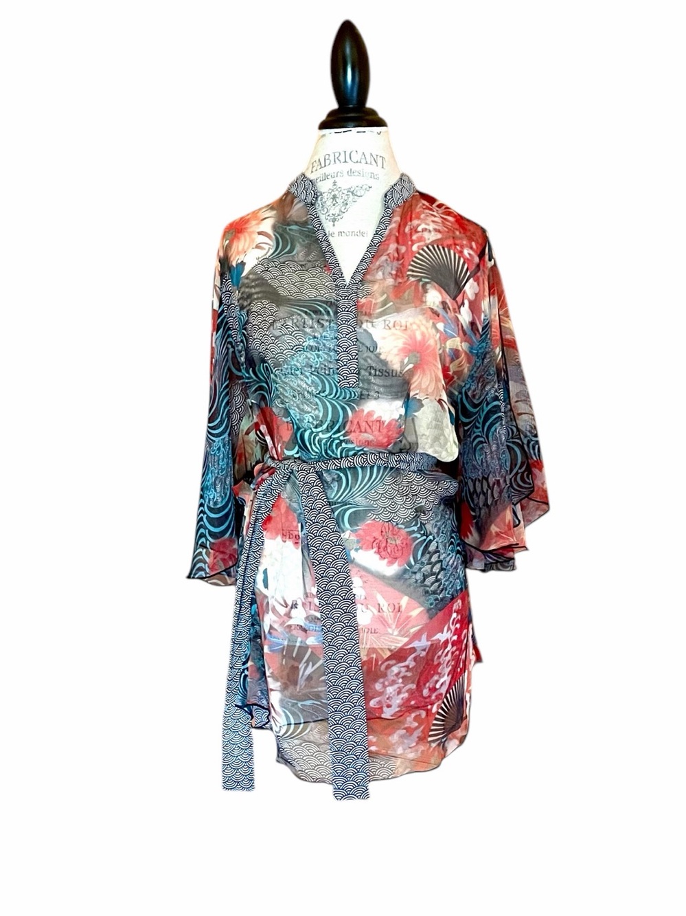 Yamamay Vibrant Multicolored Belted Kaftan Kimono Style Swimsuit Cover Up